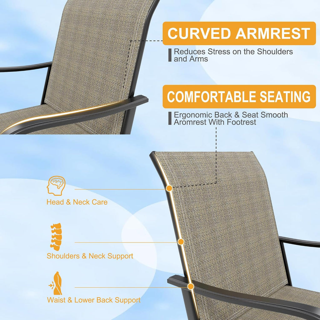 Outdoor Swivel Bar Stools Set of 2, Bar Height Patio Chairs with High Back & Armrest, All-Weather Textilene Fabric 360° Swivel Tall Barstools for Patio, Deck, Backyard, Garden
