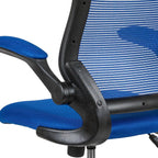 Flash Furniture Kale Mid-Back Blue Mesh Ergonomic Drafting Chair | Adjustable Foot Ring, Flip-Up Arms