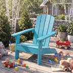 Costzon Kids Adirondack Chair, All-Weather HIPS Patio Chair with High Backrest, Armrests, Fire Pit Chair for Kids Ages 3-8, Indoor Outdoor Kids Patio Lounge Chair for Garden, Lawn, Yard (2, Turquoise)