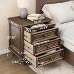 Nightstand with 4 Drawers, Wood Bedside Table Night Stand, Wide Sofa Side End Table 4 Drawers Chest of Dresser for Living Room, Bedroom