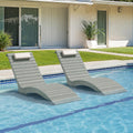Pool Lounge Chairs Outdoor Set of 2，Aquawave Lounge Chair, HDPS Long Pool Chairs for in Pools, Weighted All Weather Tanning Chair with Headrest for Outside Beach Patio Sun Bathing Hotel, Gray