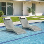 Pool Lounge Chairs Outdoor Set of 2，Aquawave Lounge Chair, HDPS Long Pool Chairs for in Pools, Weighted All Weather Tanning Chair with Headrest for Outside Beach Patio Sun Bathing Hotel, Gray