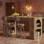 Tribesigns 63" Bar Table, Counter Height Table with Storage, Long High Top Counter Table for Kitchen, Dining Room, Home Bar, Vintage Brown