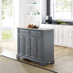 Crosley Furniture Avery Kitchen Island with Storage Shelves, Microwave Stand, Coffee Bar, Gray