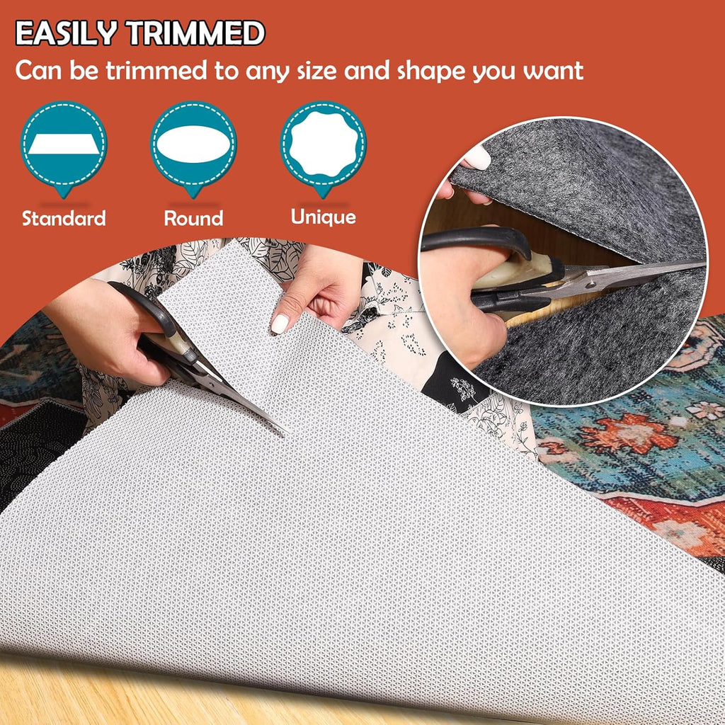 Waterproof Rug Pad, 7x9 Ft Under Area Rug Carpet Pad, Non Slip Rug Pads for All Floors and Hardwood Floors Finishes, Keep Carpets in Place Soft and Prevent Rug from Wrinkling or Buckling