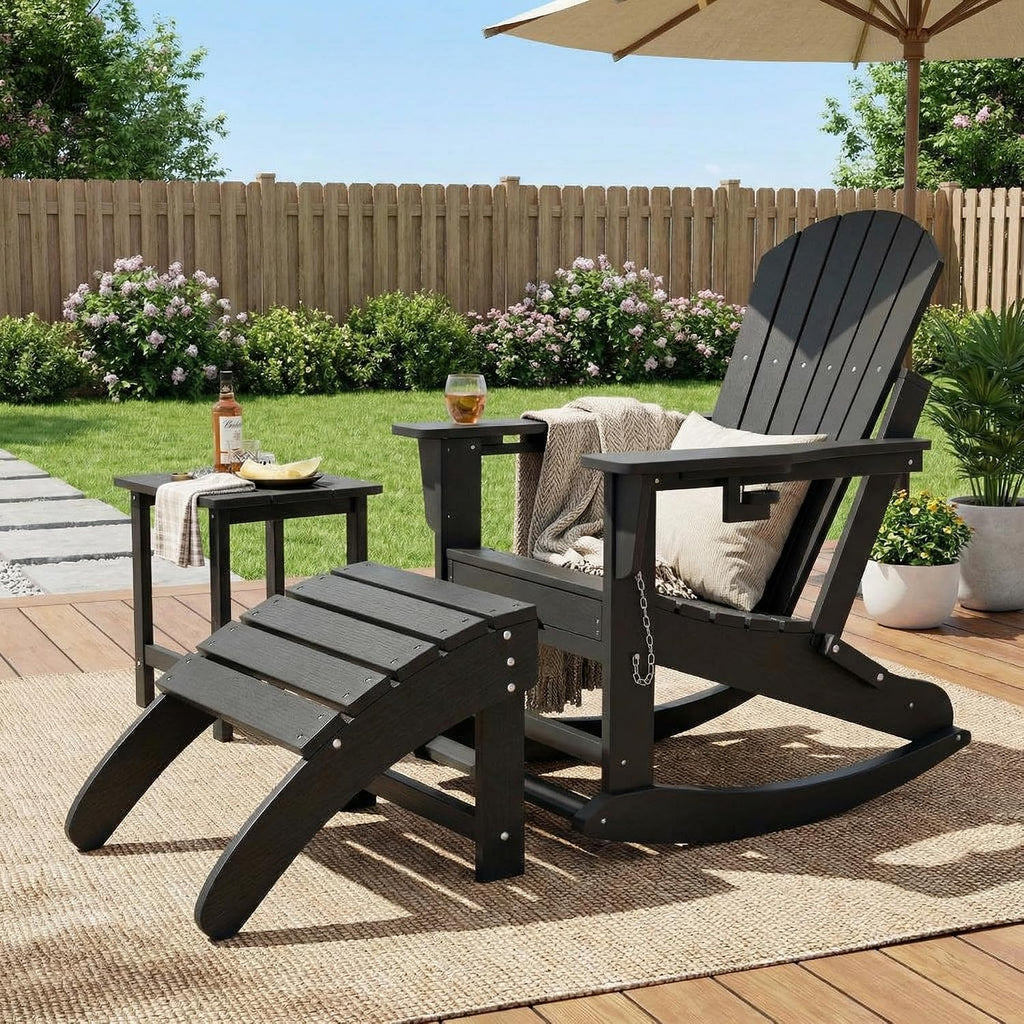 HDPE Adirondack Ottoman Foot Rest, Weather Resistant Outdoor Footstool for Adirondack Chair, Resin Patio Porch Poolside Lawn and Backyard Use
