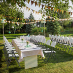 VINGLI Folding Chairs, Heavy Duty Foldable Chair Portable HDPE Plastic Seat with Steel Frame for Indoor Outdoor Dinning Party Wedding School Use, White, 4 Pack