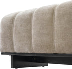 Christopher Knight Home Lamie Chenille Upholstered Dining Bench, Wooden Entryway Bench, Long Sofa Footstool for Living Room, Bedroom End of Bed Bench, Oatmeal+Black