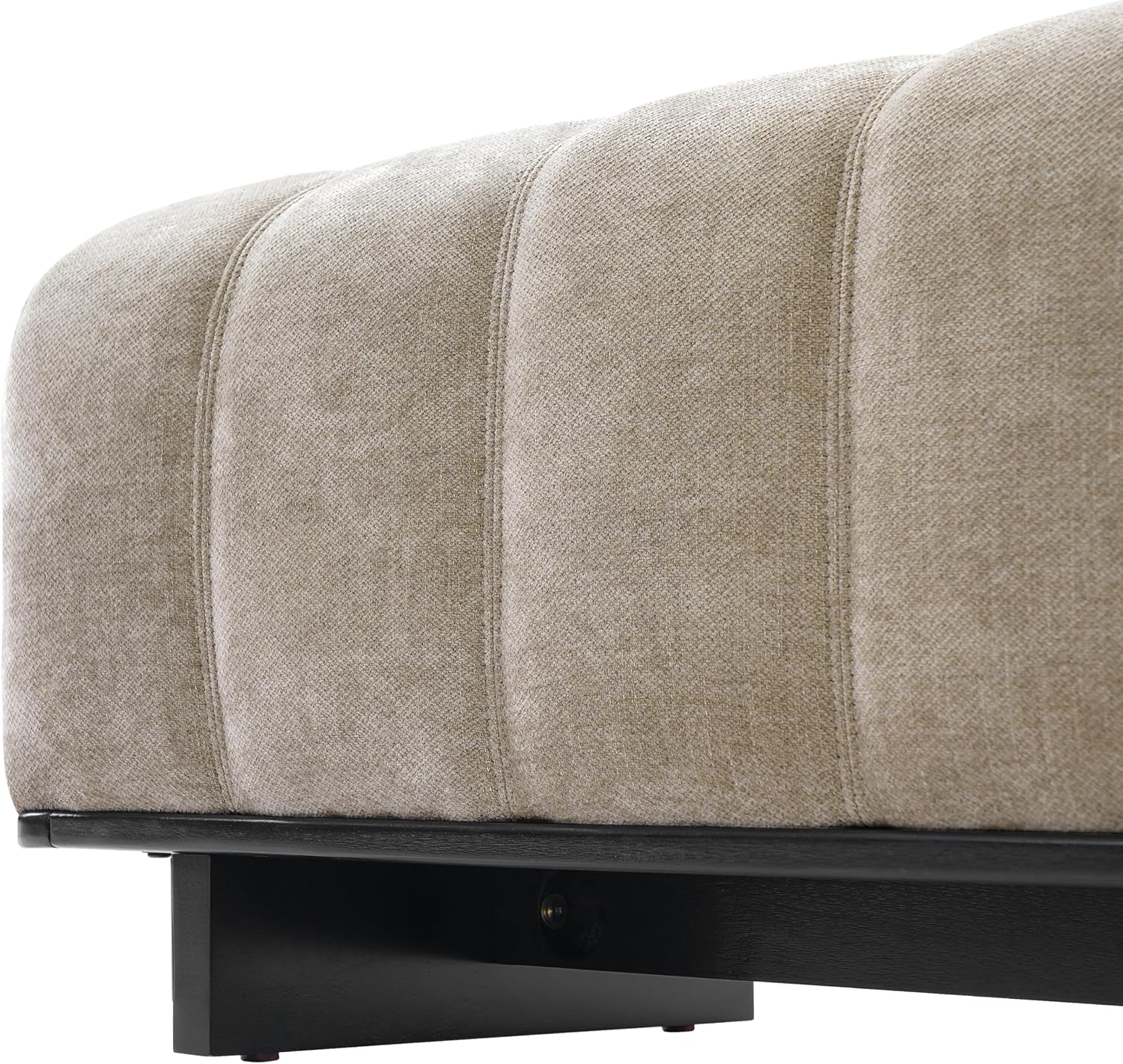 Christopher Knight Home Lamie Chenille Upholstered Dining Bench, Wooden Entryway Bench, Long Sofa Footstool for Living Room, Bedroom End of Bed Bench, Oatmeal+Black