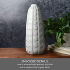 Mikasa White Ceramic Vase with Embossed Dot Texture, 15.5 Inch Tall Floor Vase for Home Decor, Living Room, Bedroom, and Entryway
