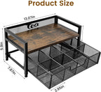 2 Tier Tea Bag Organizer - 8 Drawer Sliding Tea Box Organizer, Tea Bar Accessories Organizer for Countertop, Bar Station, Kitchen (Rustic Brown)