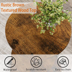 Small Side Table, 3-Tier Round End Table for Small Spaces, Vintage Accent Table for Living Room Sofa Couch Bedroom, 11.8" Corner Nightstand Wood Metal Coffee Table with Storage Shelf, Rustic Brown