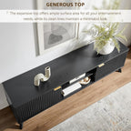 OKD 70" Mid Century Modern Fluted TV Stand, Entertainment Center, Sideboard, Media Console for Living Room with 2 Soft Close Door/Adjustable Shelves (Black Oak)