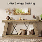 Tribesigns 70.9" Farmhouse Console Table, Long Sofa Table Behind Couch with Storage, Narrow Console Station, Industrial Rustic Entryway Furniture for Hallway, Entry, Living Room (1, Light Brown Oak)