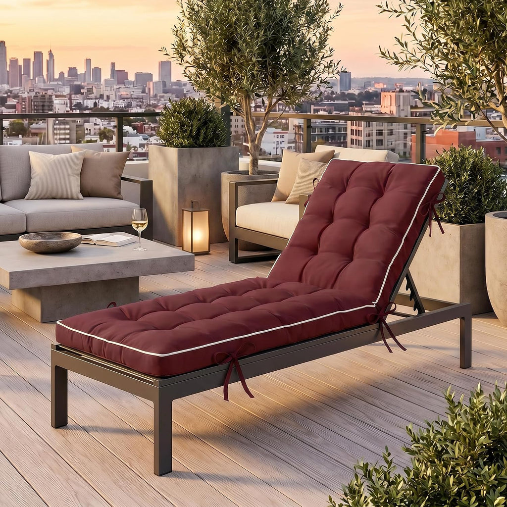 Chaise Lounge Cushion 72x21 Inch, 2 Pack Quick Dry Outdoor Sun Lounger Pad with Shredded Foam for Patio Furniture, Poolside