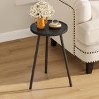 Small Couch Side Table, Drink Table, Mini Round End Table, Coffee Table, Snack Table for Small Spaces, Living Room, Bedroom, Sofa LET520BK
