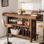 Tribesigns Large 2-Tier Bar Table, 63-Inch Mini Pub Table with Footrest, Rectangular Modern Coffee Bar Cabinet Counter Height Table for Home Kitchen, Bistro, Dining Room, Living Room, Rustic Brown