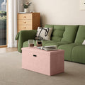 VECELO 30'' Folding Storage Ottoman Bench, End of Bed Linen Fabric Foot Rest Stool with Padded Seat, Large Footstools for Bedroom, Living Room, Load 550 lb, Pink