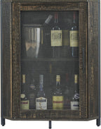 Corner Wine Bar Rack Cabinet with Detachable Wine Rack, Bar Cabinet with Glass Holder, Small Sideboard and Buffet Cabinet with Mesh Door (Dark Rustic Oak)