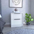 16" 2-Drawer Side Tables, End Table with Stain-Resistant Finish, Accent Table for Compact Spaces, White