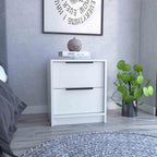 16" 2-Drawer Side Tables, End Table with Stain-Resistant Finish, Accent Table for Compact Spaces, White