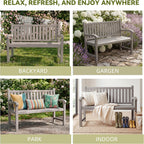 Outdoor Bench, 2-Person Outdoor Benches Weatherproof, 600 lbs Weight Capacity, Low Maintenance, Garden Bench for Patio, Park, Porch, Backyard, Balcony(Grey)