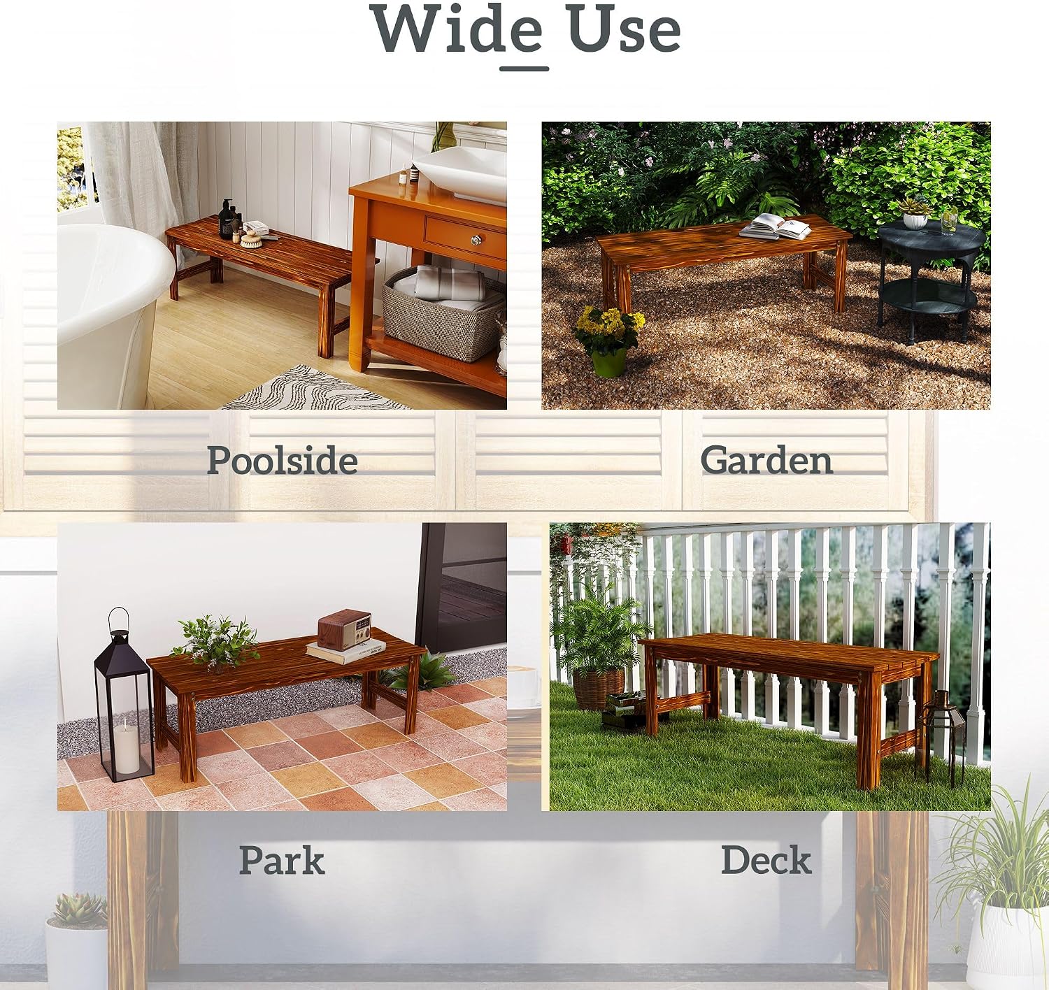 Two-Seat Wooden Park Bench with Slatted Design