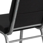Flash Furniture HERCULES Series 18.5''W Stacking Church Chair in Black Patterned Fabric - Silver Vein Frame, 25"D x 19.25"W x 33.25"H