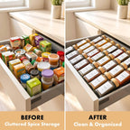 EDELHAUS® Square Spice Jars with Bamboo Wooden Lid (Pack of 36) Spice Jars with Shaker Insert and 240 Labels - Bamboo Lid Glass Container for Spice Organisation [4.3 in × 1.8 in]