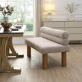 GDFStudio Upholstered Boucle Dining Bench with Backrest Farmhouse Entryway Bench with Rubber Wood Legs Long Indoor Bench for Bedroom Living Room End of Bed Dining Room Seating, Light Grey