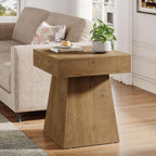 Tribesigns Small End Table, Rustic Square Side Table with Wide Base, Farmhouse Small Nightstand Beside Bed, Next to Armchair, for Living Room, Light Brown