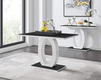 Furniturebox UK Giovani Black & White High Gloss Glass Dining Table with 4 Willow Chairs (Black & White High Gloss Glass Dining Table Set with 4 Elephant Grey Willow Chairs)
