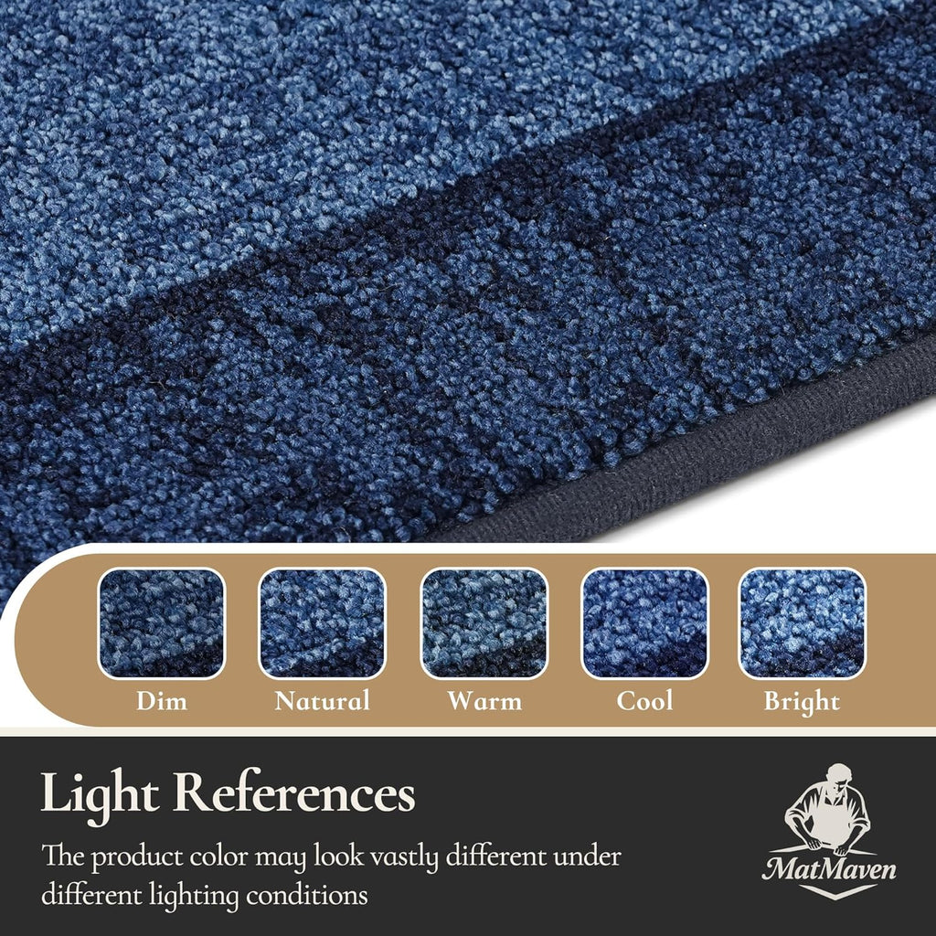 Dirt Trapper Door Mat 32"x 48", Non Slip Washable Doormat, Stain Resist and Absorbent Welcome Mat, Floor Mats,Low Profile Entrance Dog Door Mats for Front Back Door,Blue