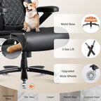 600LBS Large Big and Tall Office Chair, Heavy Duty Wide Ergonomic Gaming Office Chair with 5D Flip Arms, Comfy PU Leather Executive Office Desk Chair, Extra Wide Padded Seat, Adjustable Lumbar