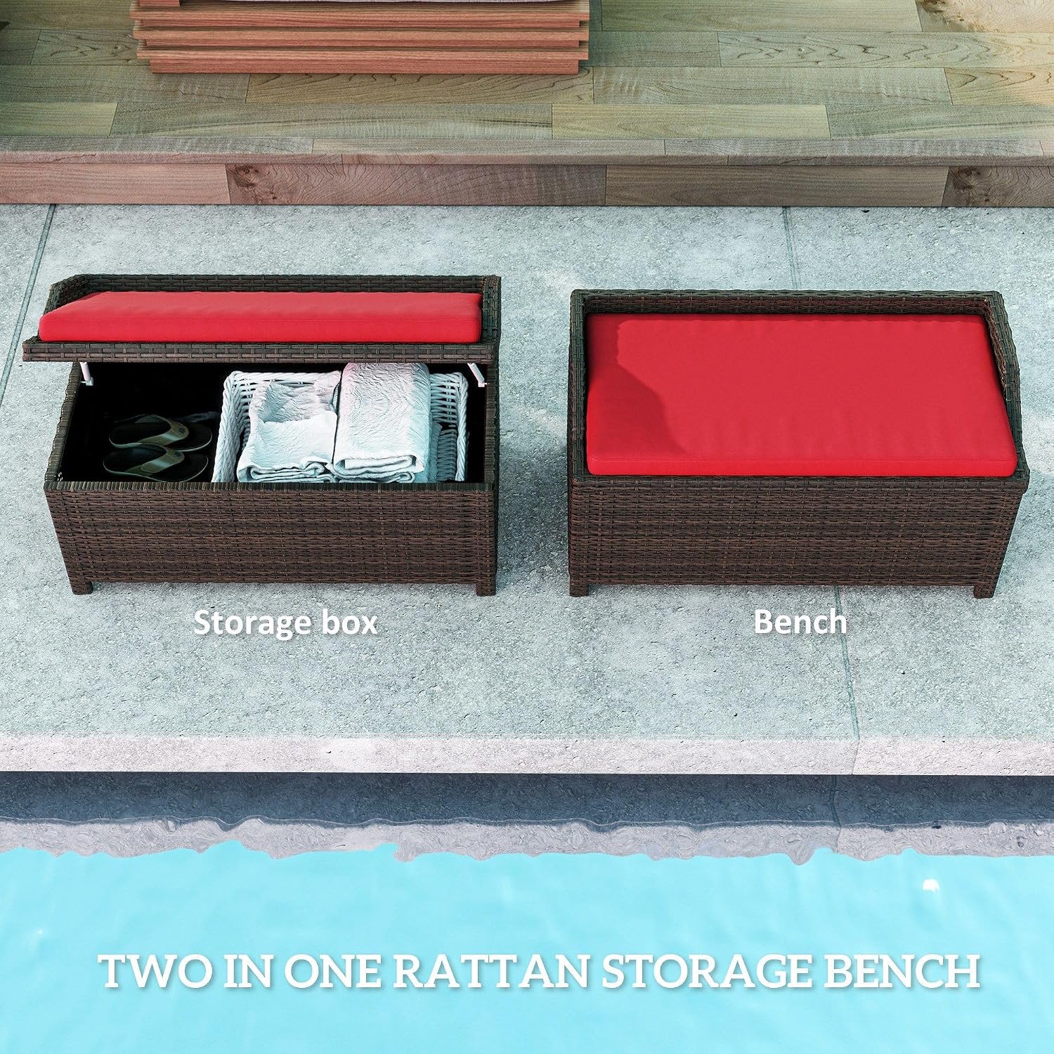 Outdoor Storage Bench with Cushion