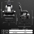 Big and Tall Gaming Chair for Adults, 330lbs Heavy Duty Computer Chair with Footrest, Video Game Chair, Massage Lumbar Support, Wide Seat High Back Reclining Desk Chair, White