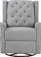 Gliding Swivel Recliner Tufted Pebble Fabric