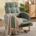 Nursery Rocking Chair, Polyester Upholstered Glider Chair with Footrest, Comfy Rocker Chair, Accent Chair with High Backrest, Glider Rocker, Armchair for Living Room (Green Teddy)