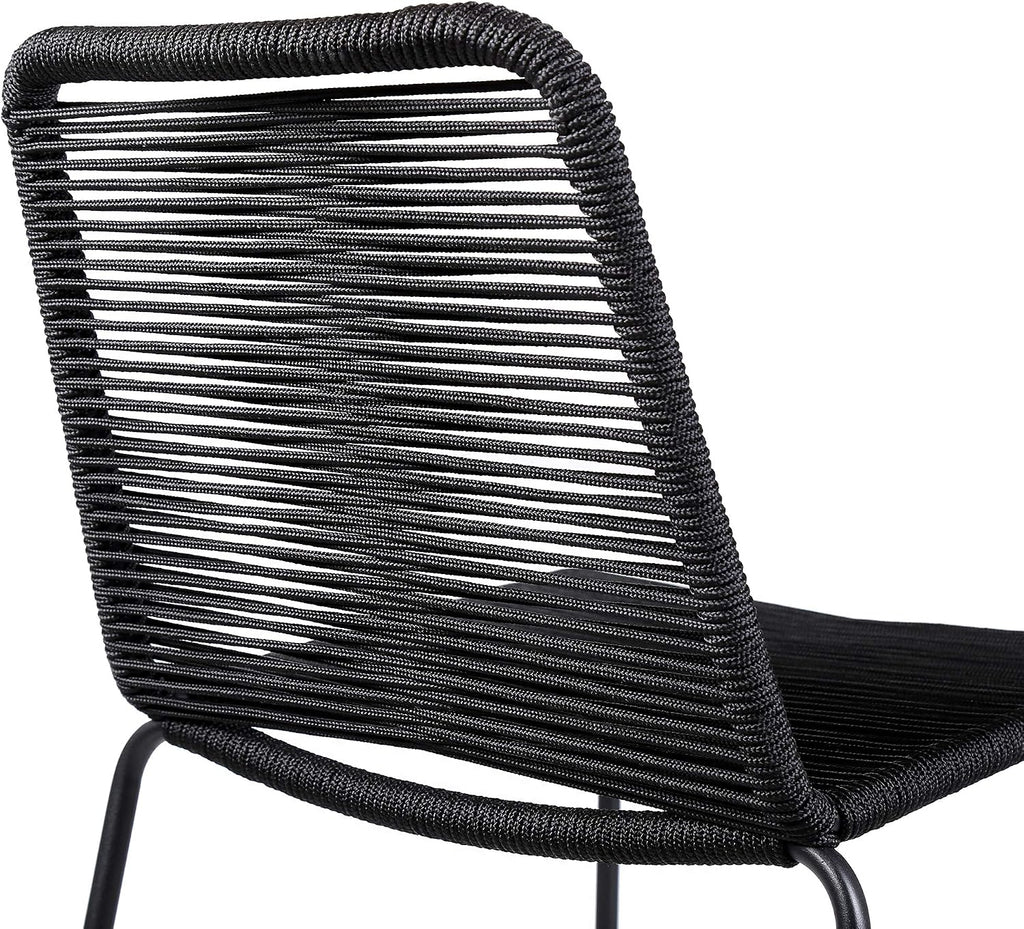armen LIVING Shasta Indoor Outdoor Patio Metal and Black Rope Stackable Barstool, 30" Seat Height, Set of 2