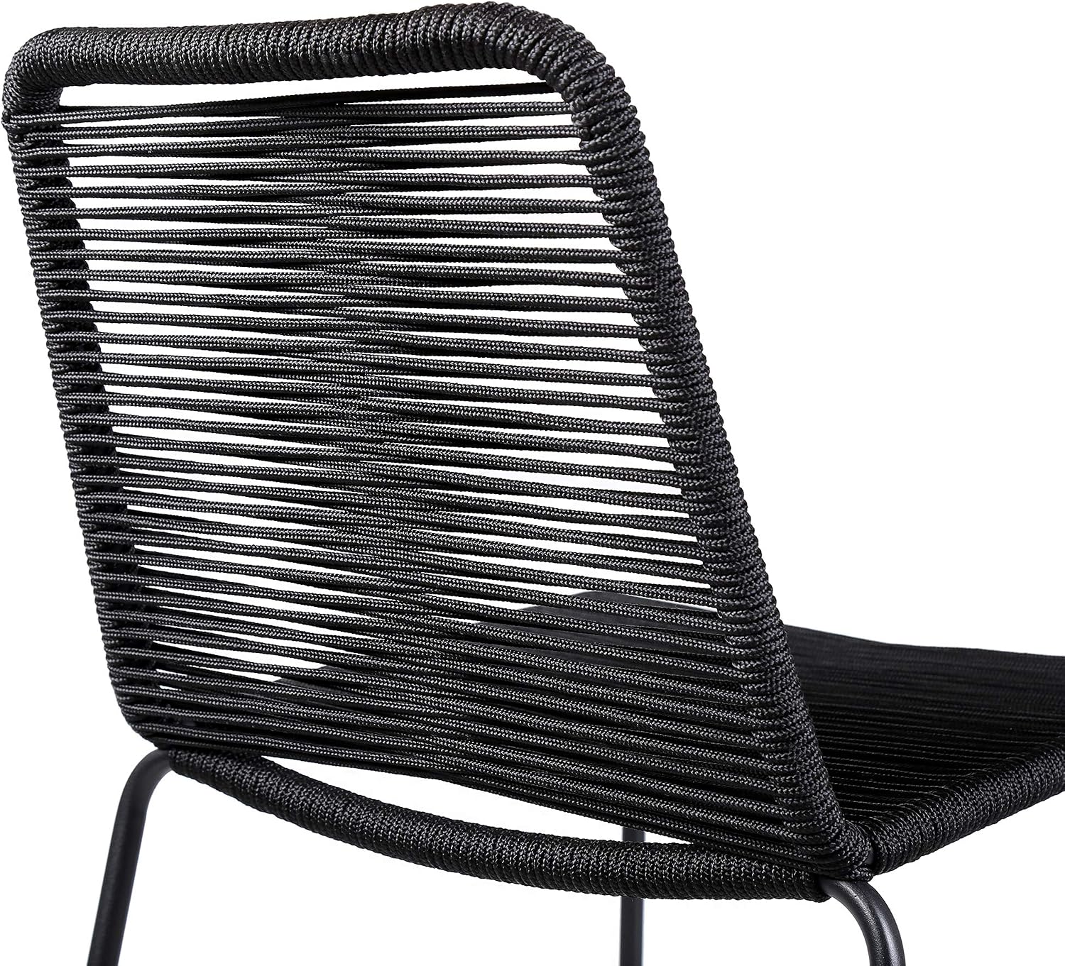 armen LIVING Shasta Indoor Outdoor Patio Metal and Black Rope Stackable Barstool, 30" Seat Height, Set of 2