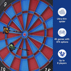 Electronic Dart Board with Cabinet Set, Electric Digital Dart Boards for Adults with Light Strips, Soft Tip Dartboard Cabinet Door with Large Cricket Display and Darts Storage for 12 Darts