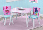 Delta Children Kids Table and Chair Set with Storage (2 Chairs Included), Trolls World Tour