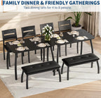 IDEALHOUSE 43'' Dining Table Set for 4, Wooden Kitchen Table with Upholstered Bench & 2 Cushion Chairs, Industrial Dinette Set for Studio, Kitchen, Dining Room, Apartment, Black