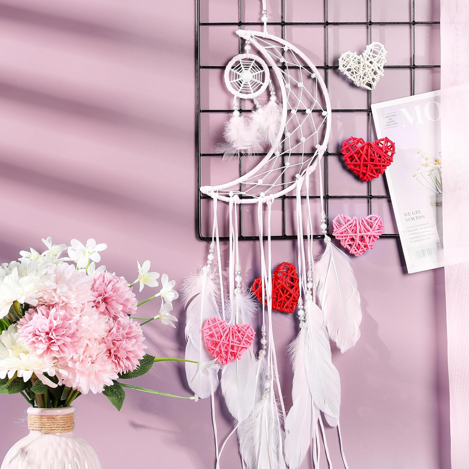 24 Pieces Valentine Heart Shaped Rattan Balls 2.36 Inch Heart Vase Bowl Fillers DIY Craft Wicker Rattan Decor for Valentine Wedding Party Decor (Pink,White,Red,Rose Red)