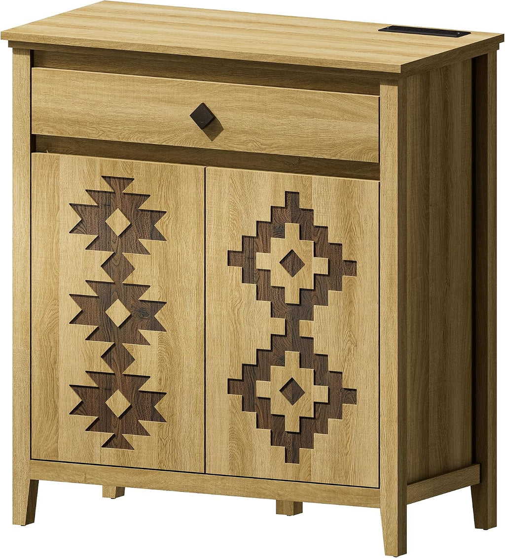32'' Buffet Cabinet with Storage, Sideboard Cabinet with Drawer and Adjustable Shelf, Modern Accent Storage for Kitchen, Living Room, Entryway, Natural