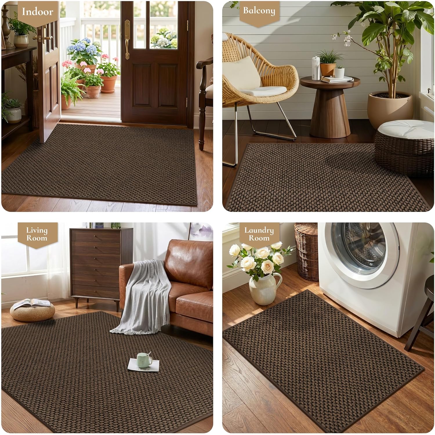 Dirt Trapper Door Mat 24"x 36", Non Slip Washable Doormat, Stain Resist and Absorbent Welcome Mat, Dog Door Mats,Low Profile Entrance Floor Mats for Front Back Door,Brown