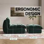 YVDNHP Bean Bag Chair with Ottoman, Cozy Comfy Reading Nook Chairs, Ultra Soft Corduroy Fabric Bean Bag Chairs for Adults, Reading Chair with Ottoman for Living Room, Bedroom Apartment (Green)