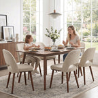 Usaint Wooden Dining Chairs Set of 4, 19.3" Modern Upholstered Fabric Side Dining Room Chair with Ergonomic Curved Backrest for Kitchen Dining Room and Restaurant, Khaki