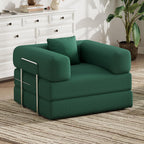Single Couch Sofa for Small Spaces 2 in 1 Convertible Sofa to Lounger Comfy Bean Bag Chair for Adults with Removable Cover with Pillows for Bedroom, Apartment, Office (Green, 35.43" Single Sofa)