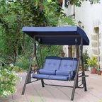 Outdoor Patio Swing Chair for Two with Tilting Canopy and Cushions